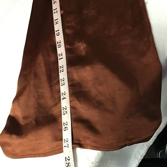 LUSH XS Perfect Night Brown Satin Cowl Neck Culotte Jumpsuit NEW b122 - Picture 10 of 13